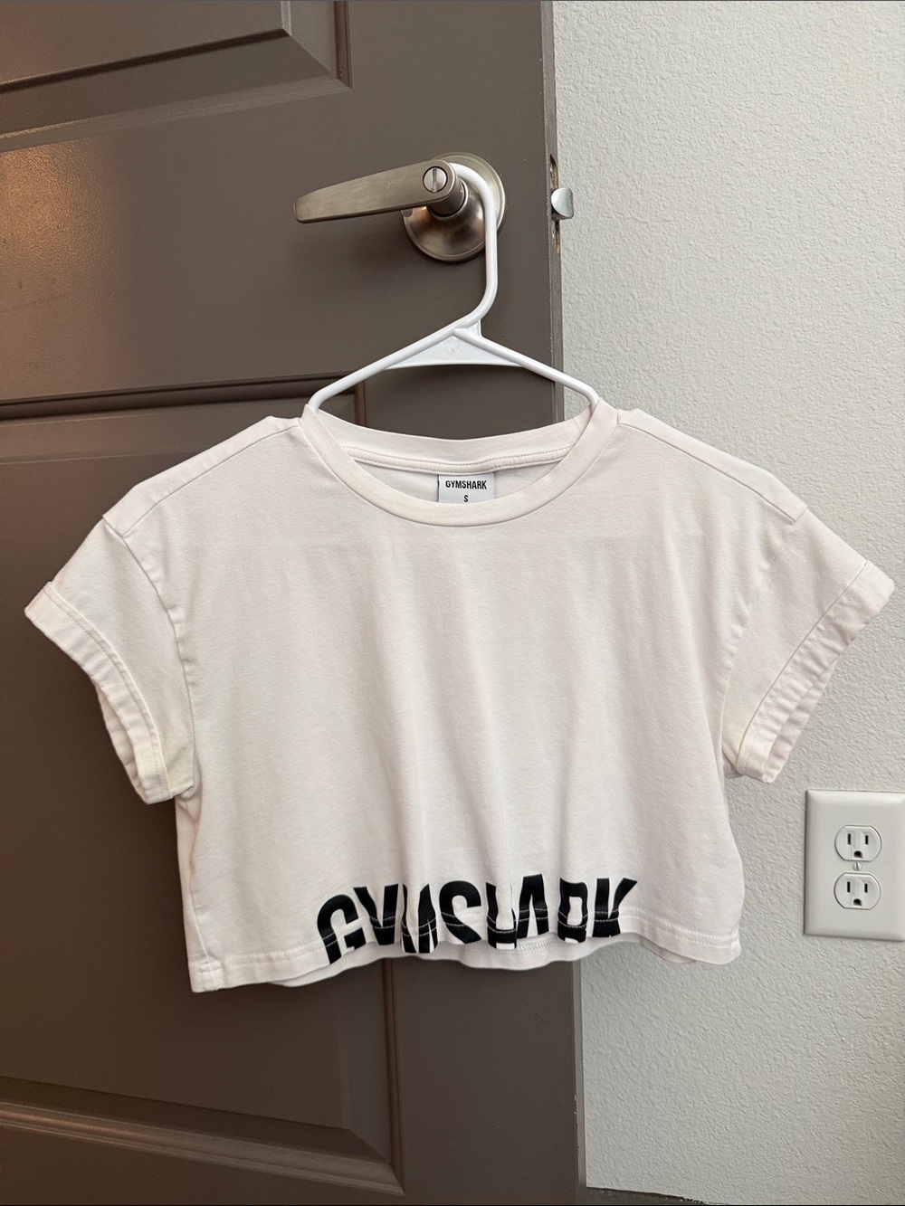 Gymshark White Cropped Tee with Black Logo